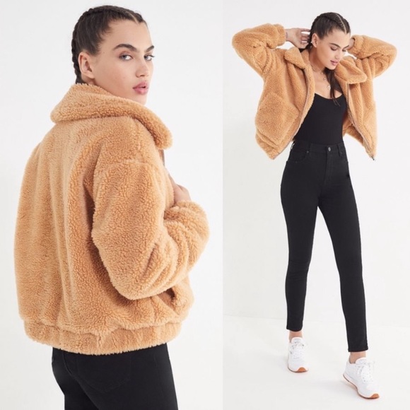 Urban Outfitters Jackets & Blazers - Urban Outfitters Cropped Teddy Jacket